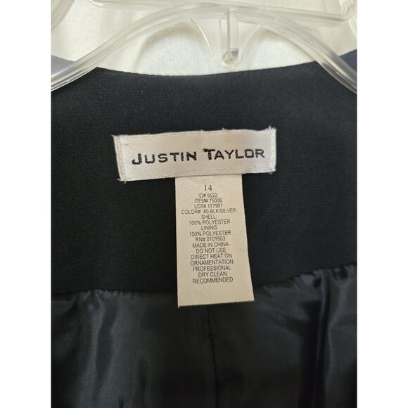 Justin Taylor Woman's Size 14 Black Lined , Beaded, Ebellished Blazer, Jacket - Picture 6 of 9